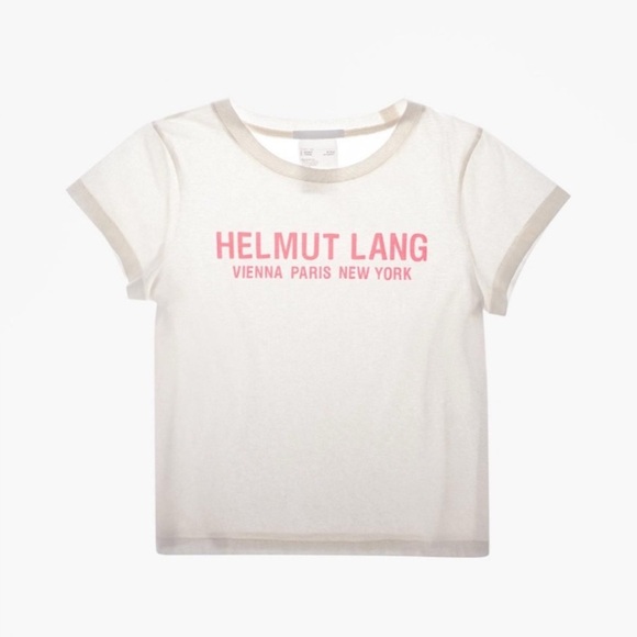 NWOT Helmut Lang Cotton Logo Tee in Ivory - Women’s Size S/Men’s Size XS - Picture 5 of 14